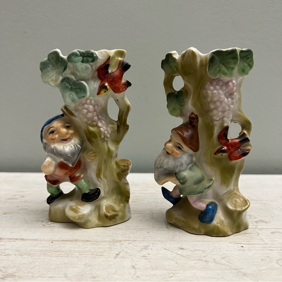 Vintage Accents Vintage Gnome Flower Vases Made In Japan Matching
